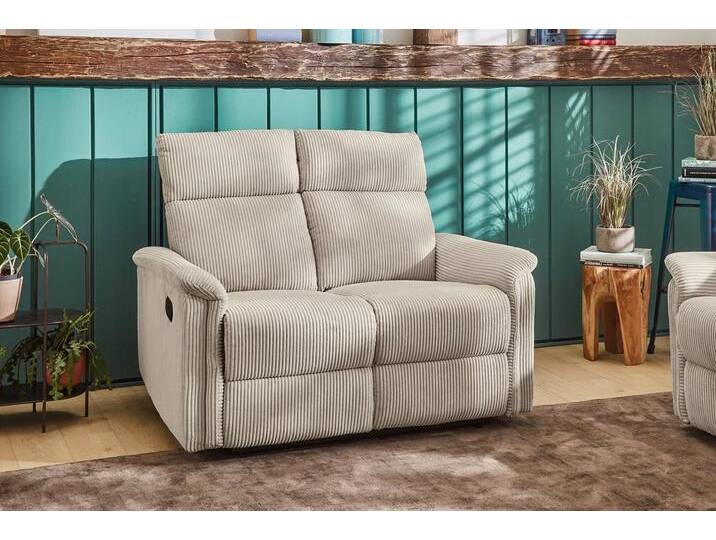 Jockenhöfer Gruppe 2-Sitzer Juist, Liegefunktion durch halbautomatische Reclinerfunktion, Federkern, beige grau von Jockenhöfer