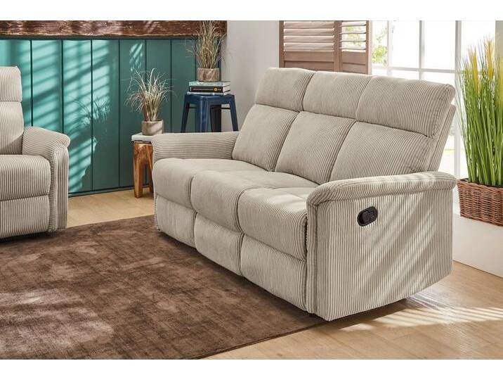 Jockenhöfer Gruppe 3-Sitzer Juist, Liegefunktion durch halbautomatische Reclinerfunktion, Federkern, beige grau von Jockenhöfer