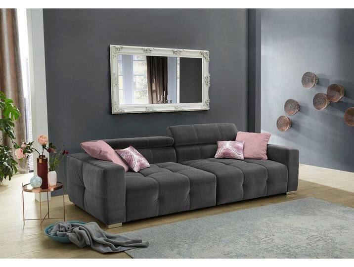 Jockenhöfer Gruppe Big-Sofa Trento, mit Wellenfederung, Sitzkomfort und mehrfach verstellbare Kopfstützen, grau, grau von Jockenhöfer