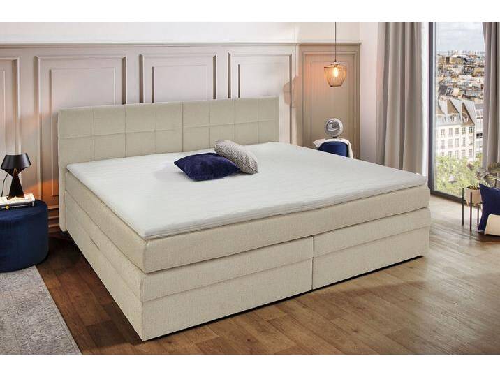 Jockenhöfer Gruppe Boxspringbett Casa Grande in der Breite 240cm, Familienbett mit riesigem Bettkasten, 7-Zonen-TTFK-Matratze, KS-Topper, verschiedene Härtegrade wählbar, beige von Jockenhöfer