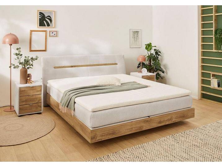 Jockenhöfer Gruppe Boxspringbett Hetty erhältlich in der Größe 180x200cm, schwebende Optik, 7-Zonen-Matratze, Topper, mehrere Härtegrade wählbar, beige von Jockenhöfer