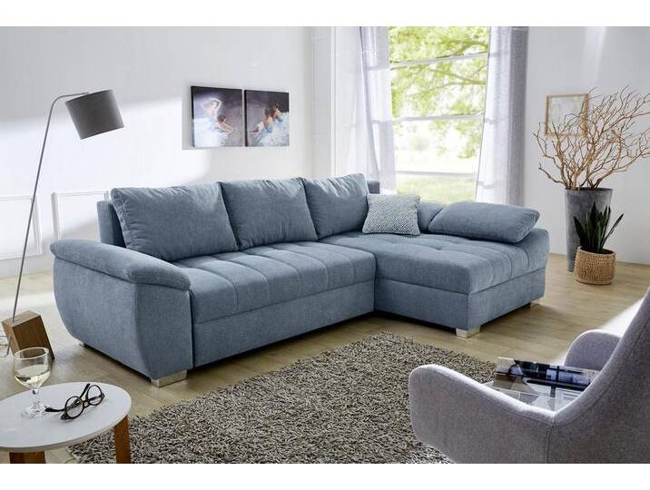 Jockenhöfer Gruppe Ecksofa Alster L-Form, mit Bettfunktion und Bettkasten, Ottomane links oder rechts montierbar, blau, aquablau von Jockenhöfer