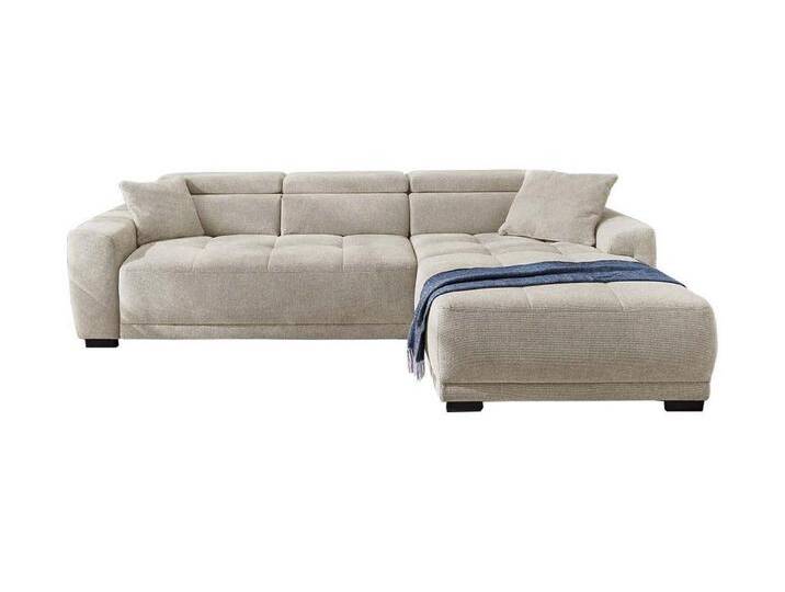 Jockenhöfer Gruppe Ecksofa DOMINO, Grau, Webstoff, Kopfteilverstellungen, elektrische Sitztiefenverstellung, B 300 x T 200 cm, grau von Jockenhöfer