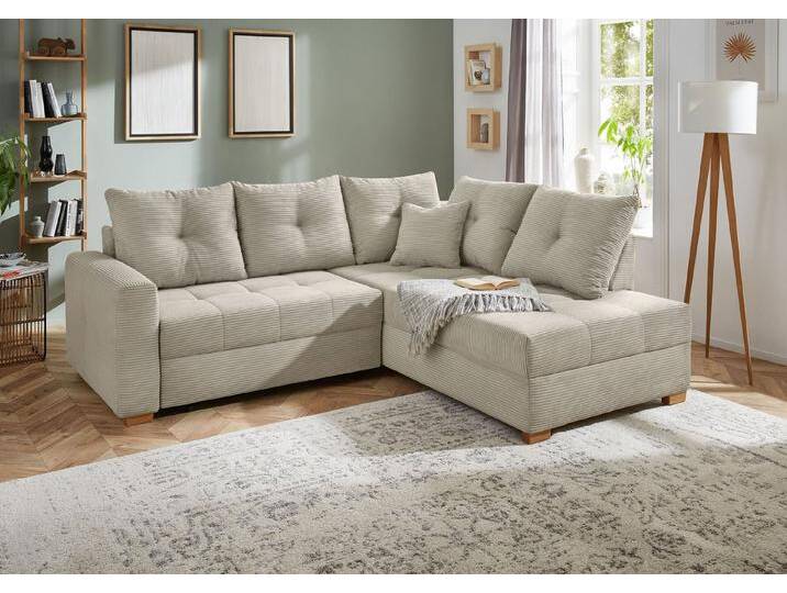 Jockenhöfer Gruppe Ecksofa Heidelberg L-Form, inklusive Bettfunktion, Bettkasten, Ottomane links oder rechts, beige grau von Jockenhöfer