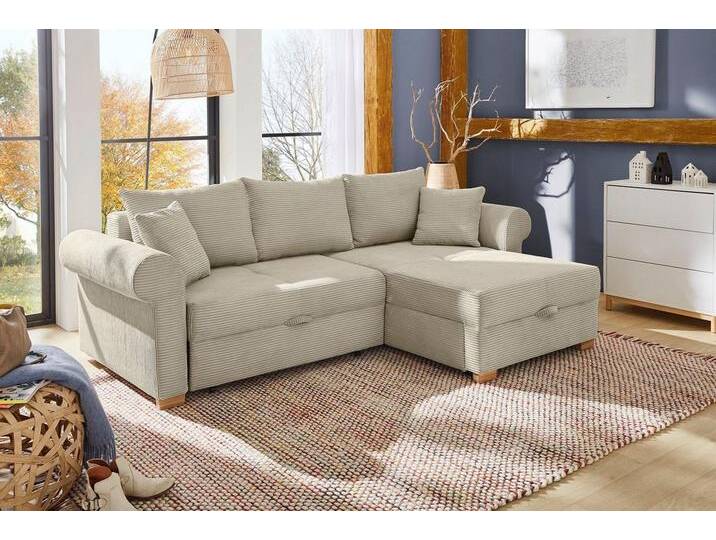 Jockenhöfer Gruppe Ecksofa List L-Form, viel Stauraum, 2 separate Liegeflächen, Ottomane links oder rechts, beige grau von Jockenhöfer