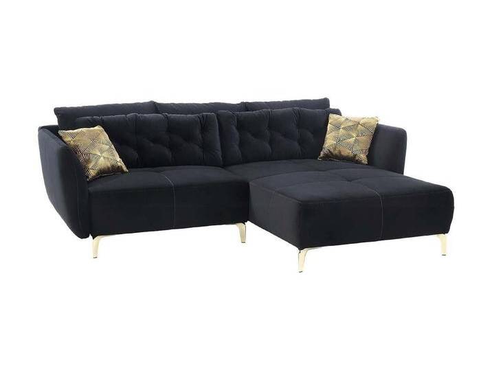 Jockenhöfer Gruppe Ecksofa SALOME, Schwarz, Samt, mit Kissen, B 251 x T 186 cm, gelb schwarz von Jockenhöfer