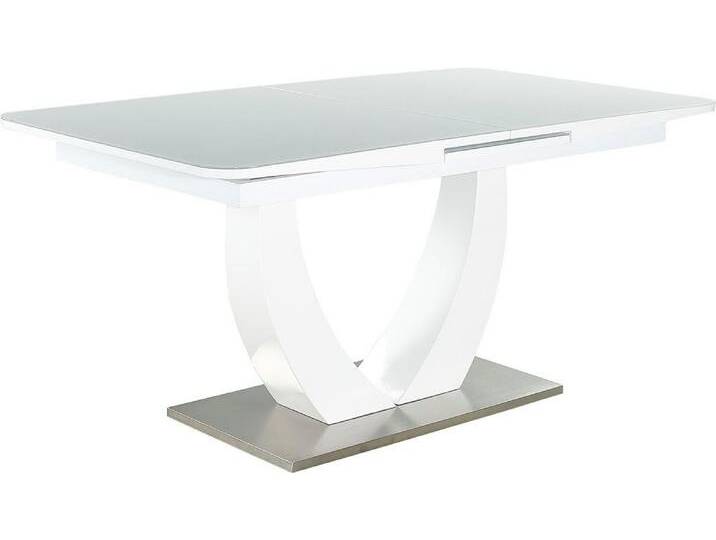 Jockenhöfer Gruppe Esstisch Ulm, Hochglanz, mit Synchronauszug, Breite 160-200 cm, weiß, Holzwerkstoff , Holzwerkstoff-Sicherheitsglas von Jockenhöfer