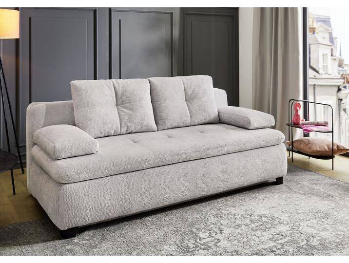 Schlafsofa JOCKENHÖFER GRUPPE Balu, Dauerschlafsofa, 140kg Belastbarkeit je Sitz , hellgrau, B:201cm T:101cm, Korpus: 100% Polyester;Kissen: 100% Polyester, Sofas, Bettkasten, Gästebett, Hub-Schwenkbeschlag von Jockenhöfer