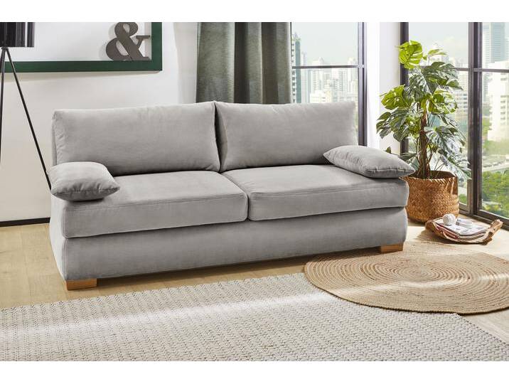 Schlafsofa JOCKENHÖFER GRUPPE Derby , grau (mittelgrau), B:201cm T:110cm, Korpus: 100% Polyester, Kissen: 100% Polyester, Sofas, Dauerschläfer geeignet,Topper,Tonnentaschenfederkern Sitz u.Rücken von Jockenhöfer