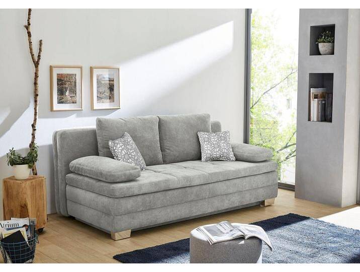 Schlafsofa JOCKENHÖFER GRUPPE Lincoln , grau (hellgrau), B:203cm H:85cm T:106cm, Sofas, mit Bettfunktion und Bettkasten, als Dauerschläfer geeignet von Jockenhöfer