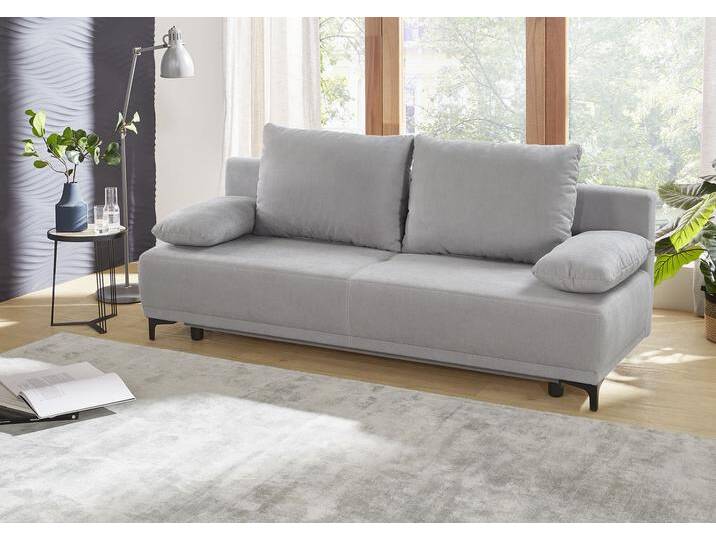 Schlafsofa JOCKENHÖFER GRUPPE Luigi , grau (hellgrau), B:196cm T:83cm, Korpus: 100% Polyester, Kissen: 100% Polyester, Sofas, praktischer Bettfunktion, Stauraum/Bettkasten, frei im Raum stellbar von Jockenhöfer