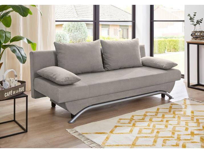 Schlafsofa JOCKENHÖFER GRUPPE Nancy , grau (hellgrau), B:190cm H:81cm T:81cm, Luxus-Microfaser ALCATOP (100% Polyester), Kunstleder SOFTLUX, Zierkissen (100% Polyester), Sofas, inklusive Bettfunktion und Bettkasten, inklusive lose Rückenkissen von Jockenhöfer