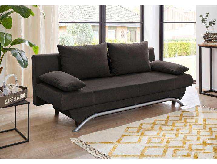 Schlafsofa JOCKENHÖFER GRUPPE Nancy , schwarz, B:190cm H:81cm T:81cm, Luxus-Microfaser ALCATOP (100% Polyester), Kunstleder SOFTLUX, Zierkissen (100% Polyester), Sofas, inklusive Bettfunktion und Bettkasten, inklusive lose Rückenkissen von Jockenhöfer