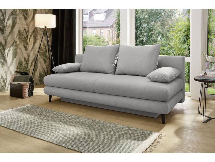 Schlafsofa JOCKENHÖFER GRUPPE Per, mit Gästebettfunktion, inklusive 4 Kissen , grau (hellgrau), B:202cm T:99cm, Korpus: 100% Polyester;Kissen: 100% Polyester, Sofas, Wellenschaumpolsterung und großzügigem Stauraum/Bettkasten von Jockenhöfer