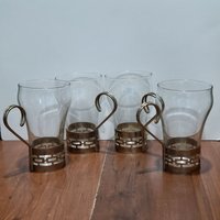 Glas Irish Coffee Cappuccino Gläser Tassen Metallbasis Und Griffe 4Er-Set Glas Irish Coffee Cappuccino Gläser Tassen Metallbasis Und Griffe 4Er-Set von JodamelTreasures