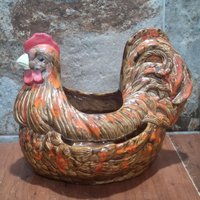 Vintage Arnels Pottery Huhn Hahn Keramik Planter Figurine Home Decor von JodamelTreasures