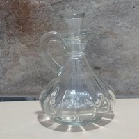 Vintage Crystal Clear Glass Menage Mit Stopper Öl-Essig-Karaffe von JodamelTreasures