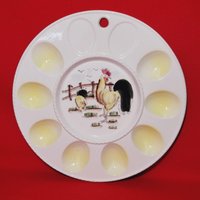 Vintage Dekorative Teufel Eierplatte Servierplatte Huhn Hahn Design Küche Bauernhaus Dekor von JodamelTreasures