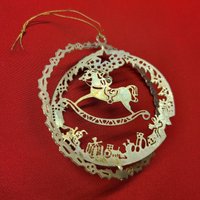 Vintage Geschenk Messing Ornament Vergoldet Pferd Karussell Urlaub in Gold von JodamelTreasures