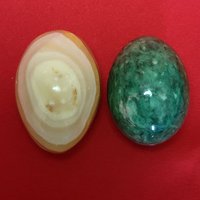 Vintage Marmor Alabaster Eier Braun Und Grün Lot Von 2 von JodamelTreasures
