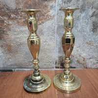 Vintage Paar Baldwin Schwerer Kerzenhalter Aus Massivem Messing 11 "Hoch von JodamelTreasures