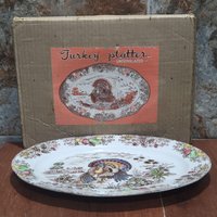 Vintage Truthahn Platte Unterglasur Thanksgiving Großer Servierteller Vintage Truthahn Platte Unterglasur Thanksgiving Großer Servierteller von JodamelTreasures