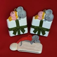 Vtg Keramik Bisque Schlafende Maus Ornament 3Er Set von JodamelTreasures