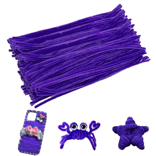 Jodimitty 100 Stück Pfeifenreiniger Pfeifenputzer zum Basteln 30cm x 6mm Flexible Pfeifenputzer Plüsch Pipe Cleaner Bastelmaterial für Kunst Handwerks DIY Projekte (14 - Dunkelviolett) von Jodimitty