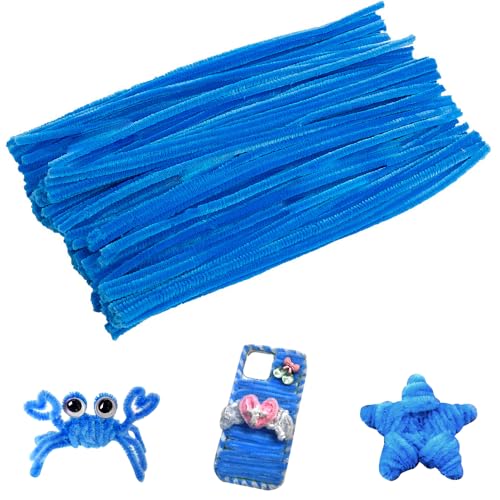 Jodimitty 100 Stück Pfeifenreiniger Pfeifenputzer zum Basteln 30cm x 6mm Flexible Pfeifenputzer Plüsch Pipe Cleaner Bastelmaterial für Kunst Handwerks DIY Projekte (19 - Blauer See) von Jodimitty