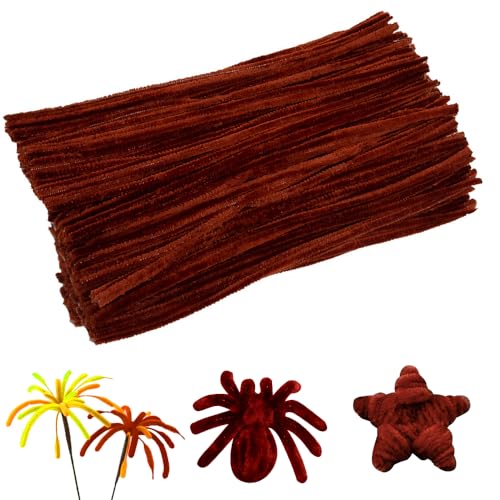 Jodimitty 100 Stück Pfeifenreiniger Pfeifenputzer zum Basteln 30cm x 6mm Flexible Pfeifenputzer Plüsch Pipe Cleaner Bastelmaterial für Kunst Handwerks DIY Projekte (22 - Braun) von Jodimitty