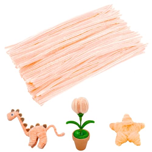 Jodimitty 100 Stück Pfeifenreiniger Pfeifenputzer zum Basteln 30cm x 6mm Flexible Pfeifenputzer Plüsch Pipe Cleaner Bastelmaterial für Kunst Handwerks DIY Projekte (3 - Makronen Aprikose) von Jodimitty