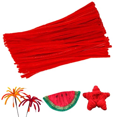 Jodimitty 100 Stück Pfeifenreiniger Pfeifenputzer zum Basteln 30cm x 6mm Flexible Pfeifenputzer Plüsch Pipe Cleaner Bastelmaterial für Kunst Handwerks DIY Projekte (8 - Rot) von Jodimitty