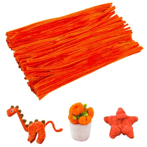 Jodimitty 100 Stück Pfeifenreiniger Pfeifenputzer zum Basteln 30cm x 6mm Flexible Pfeifenputzer Plüsch Pipe Cleaner Bastelmaterial für Kunst Handwerks DIY Projekte (9 - Orange Rot) von Jodimitty