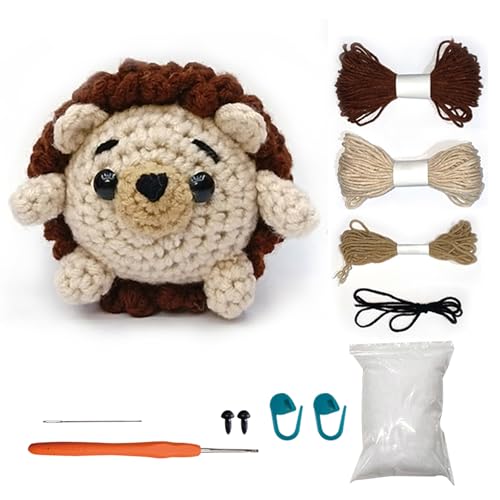 Jodimitty Häkelset Tiere Häkeln für Anfänger Erwachsene Igel All-in-One Häckeltierchen Set DIY Puppe Tierstil Crochet Set mit Anleitung, Häkelzubehör DIY Bastelgeschenke von Jodimitty