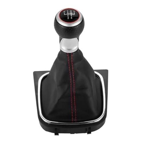 Jodriva 5/6-Gang-Auto-Schaltknauf-Abdeckung, for VW, for Golf, 5, for, 6 MK5 MK6 R32 GTI 2004–2009, manueller Handball Schaltsack(BLACK Red Line 5 Speed) von Jodriva