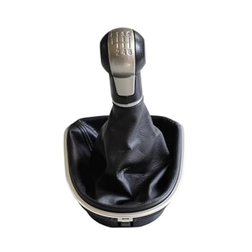 Jodriva 5 6-Gang-Schaltknauf-Abdeckung, for Seat, Altea Leon II Toledo III, ABS-Hebel, Handball, Auto-Styling mit Leder-Gamaschenmanschette Schaltsack(BLACK 6 Speed) von Jodriva