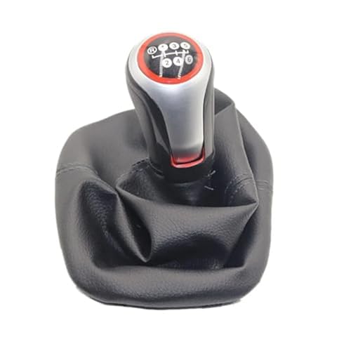 Jodriva 5 6 Gang Schaltknauf Hebel Schaltmanschette PU-Leder, for Seat, Leon Toledo 1999-2001 Schaltknauf Schaltsack(BLACK R123456 speed type 2) von Jodriva