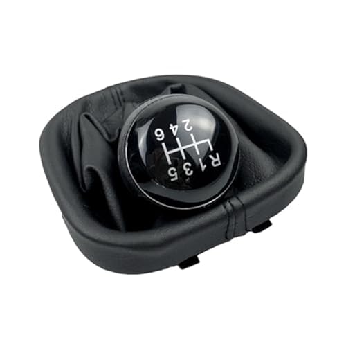 Jodriva 5 6-Gang-Schaltknaufhebel Handball-Leder-Gamaschen-Kofferraumabdeckung, for VW, for Caddy, 2 MK2, for, 2004–2009 Schaltsack(BLACK 6 Speed) von Jodriva