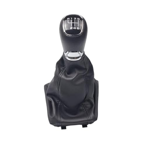 Jodriva Auto-Schaltknauf-Abdeckung, for Skoda, for Octavia, A5 A6 2004–2012, manueller 5-6-Gang-Hebelgriff, Gamasche, Leder-Kofferraumhülle Schaltsack(BLACK 6 Speed-Set) von Jodriva