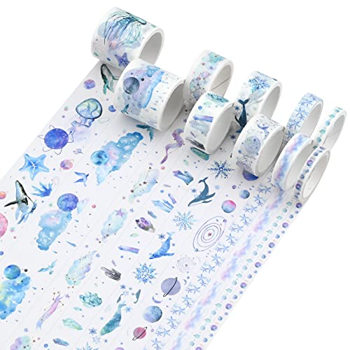 10 Rollen Washi Tape Set, Washi Klebeband Set mit Mehreren Mustern, Scrapbook Zubehör Dekoratives Masking Tape für Scrapbooking, Alben, Bücher, Geschenkverpackungen, Kunsthandwerk DIY, Planer (B) von Jodsen