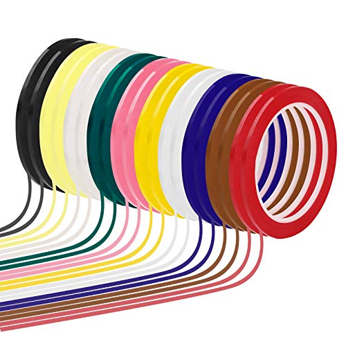 20 Rollen Whiteboard Klebeband Grafikkarten Bänder,10 Farben 3mmX66m Washi Tape Buntes Selbstklebendes Klebeband,Dünnes Schmales Vinyl Nadelstreifen Kunstband,Gitter Markierung Warnlinien,Linien von Jodsen