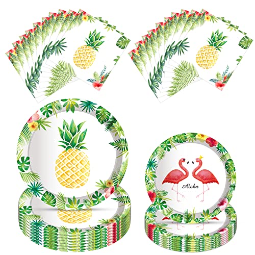 36 Stück Partygeschirr Set,Flamingo Papier Teller Servietten,Luau Hawaii Party Geschirr Set,Tafelgeschirr Partyzubehör,Geschirr Serviert,Dessert-Teller für Mädchen Kinder Geburtstag Deko Hochzeit von Jodsen