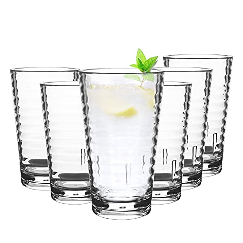 6 Stück 385ml Kunststoff Gläser,Bruchfestes Schnapsglas Wasserglas Stapelbar für Camping Acryl-Plastikwasserbecher Wiederverwendbare spülmaschinenfeste Becher Tassen Acryl-Trinkgläser Clear von Jodsen