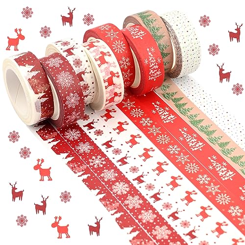8 Rolls Weihnachten Washi Tape Set Schneeflockenhirsch Rentier Dekorative Klebeband Multi-Muster Scrapbooking Aufkleber Xmas Tree Washi Masking Tapes Papierband Bastelmittel für Geschenkverpackung 8 Rolls Weihnachten Washi Tape Set Schneeflockenhirsch Rentier Dekorative Klebeband Multi-Muster Scrapbooking Aufkleber Xmas Tree Washi Masking Tapes Papierband Bastelmittel für Geschenkverpackung von Jodsen