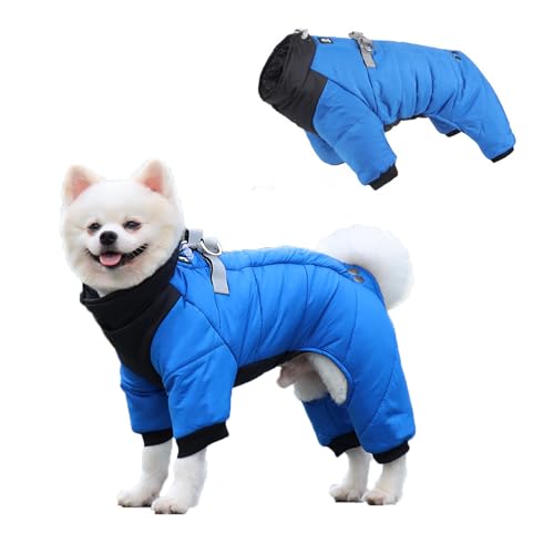 Hundemantel Wasserdicht, Hunde Jacke Weste für Kleine Mittlere Hund Warme Weste Kleidung Winter Welpenmantel Vlies Welpen Jacke mit Geschirr Haustier-Winterkleidung für Bulldogge, Corgi (L/32cm) von Jodsen