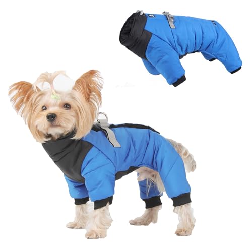 Hundemantel Wasserdicht, Hunde Jacke Weste für Kleine Mittlere Hund Warme Weste Kleidung Winter Welpenmantel Vlies Welpen Jacke mit Geschirr Haustier-Winterkleidung für Bulldogge, Corgi (M/27cm) von Jodsen