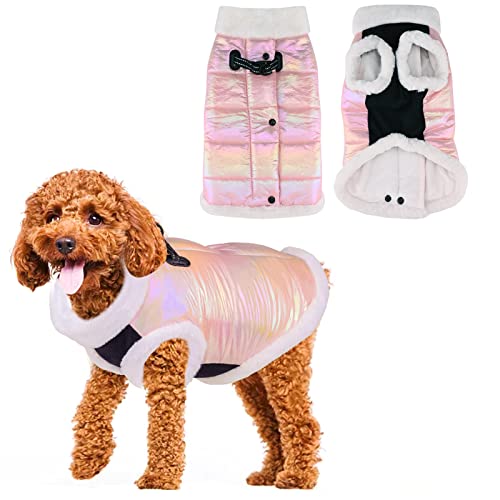 Hundemantel für den Winter,Reflektierender Wasserdichter Hundewintermantel,Hundewintermantel wasserdichte Kleidung,Welpe Warme Jacke Kleidung Weste,Kleine Hundemäntel für kaltes Wetter (L, Pink) von Jodsen