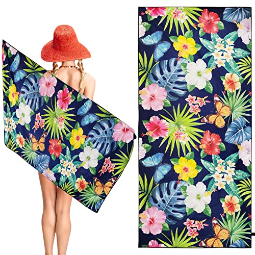 Mikrofaser Strandtuch Handtücher für Erwachsene Kinder,160 x 80cm Microfaser Badetuch Großes Strandhandtuch Schnelltrocknend Sandfreies Leicht Aloha Hawaii Tropische Blumen Dünne Reise Handtuch Sport von Jodsen