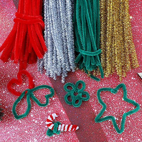 Pfeifenreiniger, 100 Stück Pfeifenreiniger Chenilledraht Weihnachten Glitzer Pfeifenreiniger 30 cm Farbig sortiert Chenille Stiele Craft Pfeifenreiniger zum Basteln DIY Projekte Weihnachtsdekoration von Jodsen