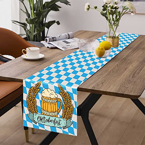 Tischläufer Bayrische Raute,180 x 35cm Oktoberfest Tischläufer Bayrisch Blau Weiß Tischdecken Dekoration Bayrisch Tischtuch Bayern Tischdeko Tischdecke für Tischdeko Oktoberfest von Jodsen